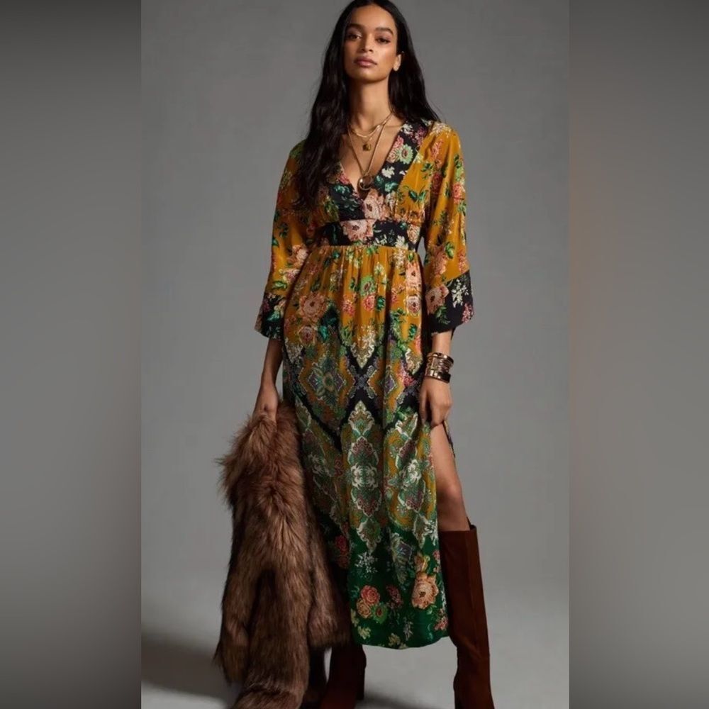 Anthropologie Floral Printed Maxi Dress